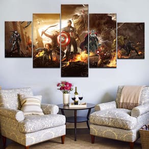 Quadro Decorativo Vingadores15 5 peças 130x65 cm em tecido