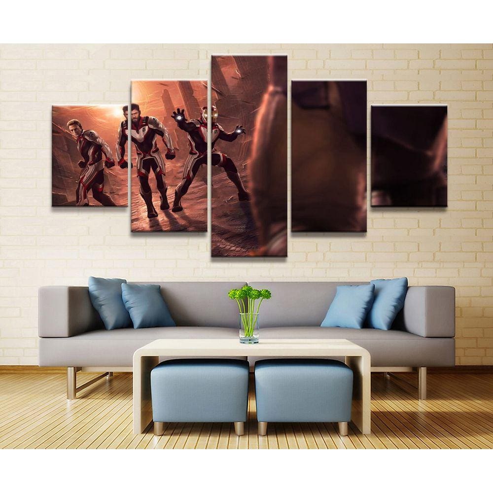 Quadro Decorativo VIngadores K 5 peças 130x65 cm em tecido