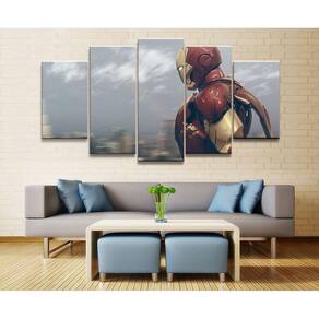 Quadro Decorativo Homem de ferro A 5 peças 130x65 cm em tec