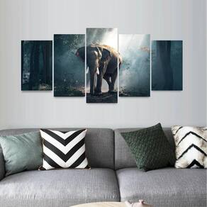 Quadro decorativo Animais Elefante Artístico em 5 Peças