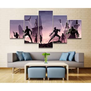 Quadro Decorativo Vingadores J 5 peças 130x65 cm em tecido