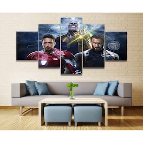 Quadro Decorativo Vingadores G 5 peças 130x65 cm em tecido