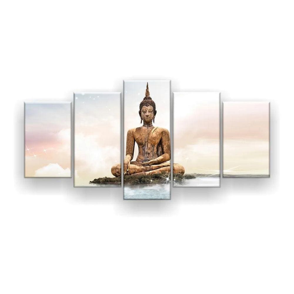 Quadro Decorativo Buda Nuvens 5pc 129x61