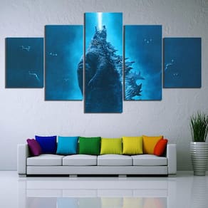 Quadro Decorativo Godzila D 5 peças 130x65 cm em tecido