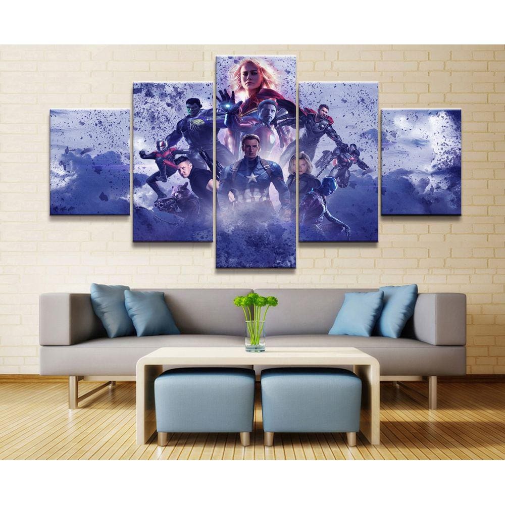Quadro Decorativo Vingadores10 5 peças 130x65 cm em tecido