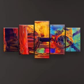 Quadro Decorativo Pintura Abstrata Amarelo Vermelho 129x61