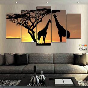 Quadro Decorativos África Paisagens 5 peças 63x130