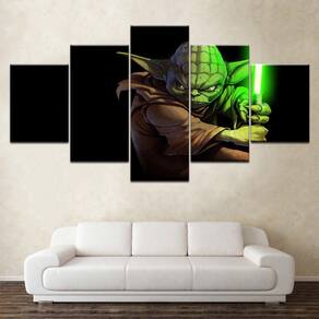 Quadro Decorativo Yoda 5 peças 130x65 cm em tecido