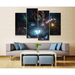 Quadro Decorativo Homem de ferro 4 peças 140x80 cm em tecid