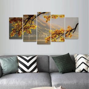 Quadro Mosaico Outono Folhas Amarelo Inferno Paisagem