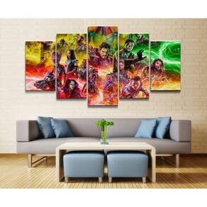 Quadro Decorativo Vingadores I 5 peças 130x65 cm em tecido