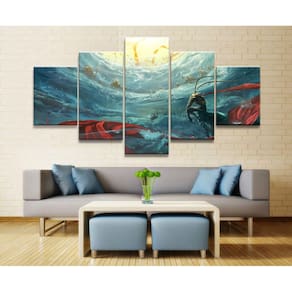 Quadro Decorativo WuKong 5 peças 130x65 cm em tecido