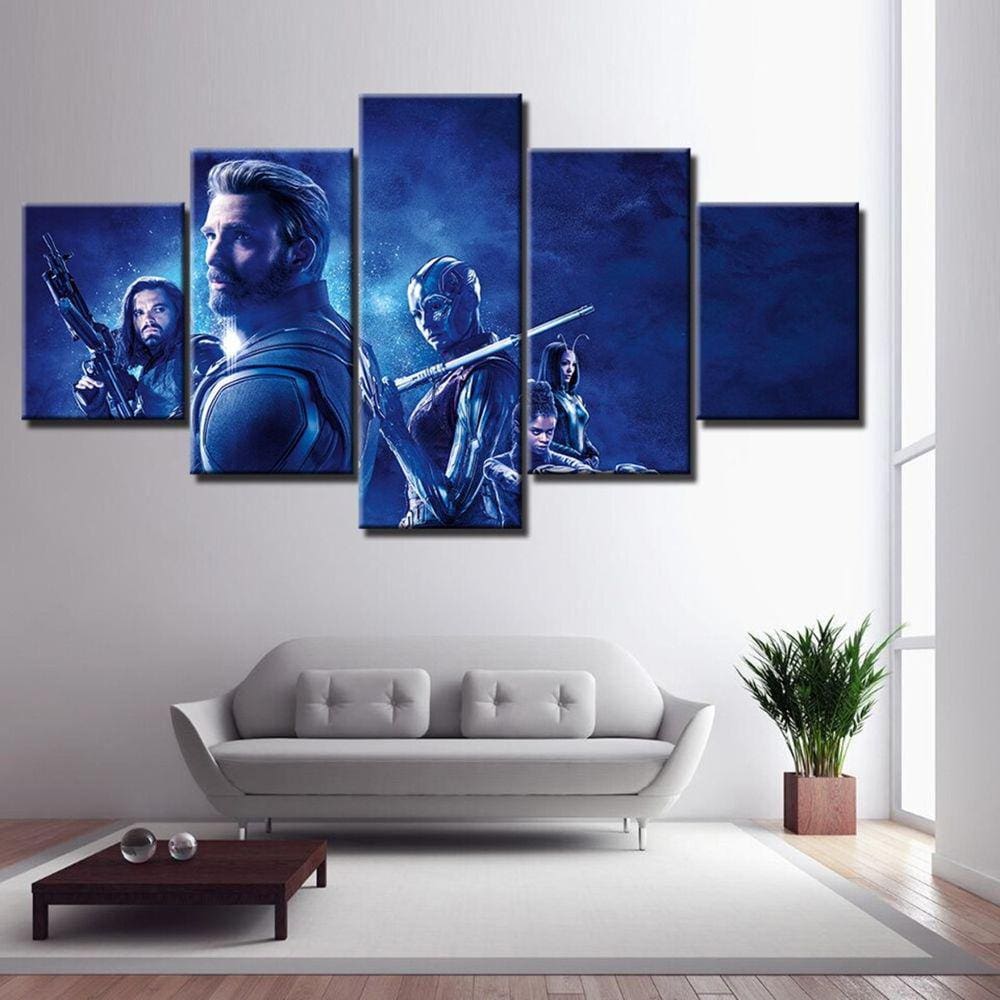 Quadro Decorativo Vingadores8 5 peças 130x65 cm em tecido