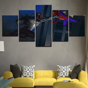 Quadro Decorativo Homem Aranha 5 peças 130x65 cm em tecido