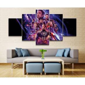 Quadro Decorativo Vingadores end game 5 peças 130x65 cm em