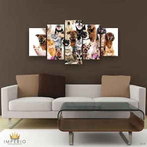 Quadros Decorativos Cães E Gatos Pets Hd Quarto Sala Kit