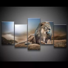Quadro Decorativo 129x63 Sala Escritório Leão