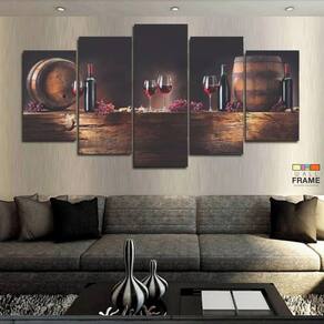 Quadros Decorativos Vinho Sala Cozinha 63x130mtem Tecido