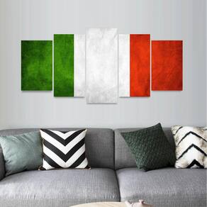 Quadro Mosaico Bandeira Itália Vintage 130x63 5 Peças