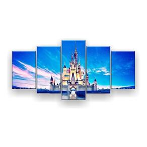 Quadro Decorativo Castelo Disney Lago 129x61 Sala Quarto