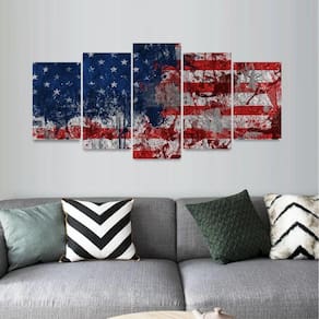 Quadro Mosaico Arte Bandeira Estados Unidos 5 Peças