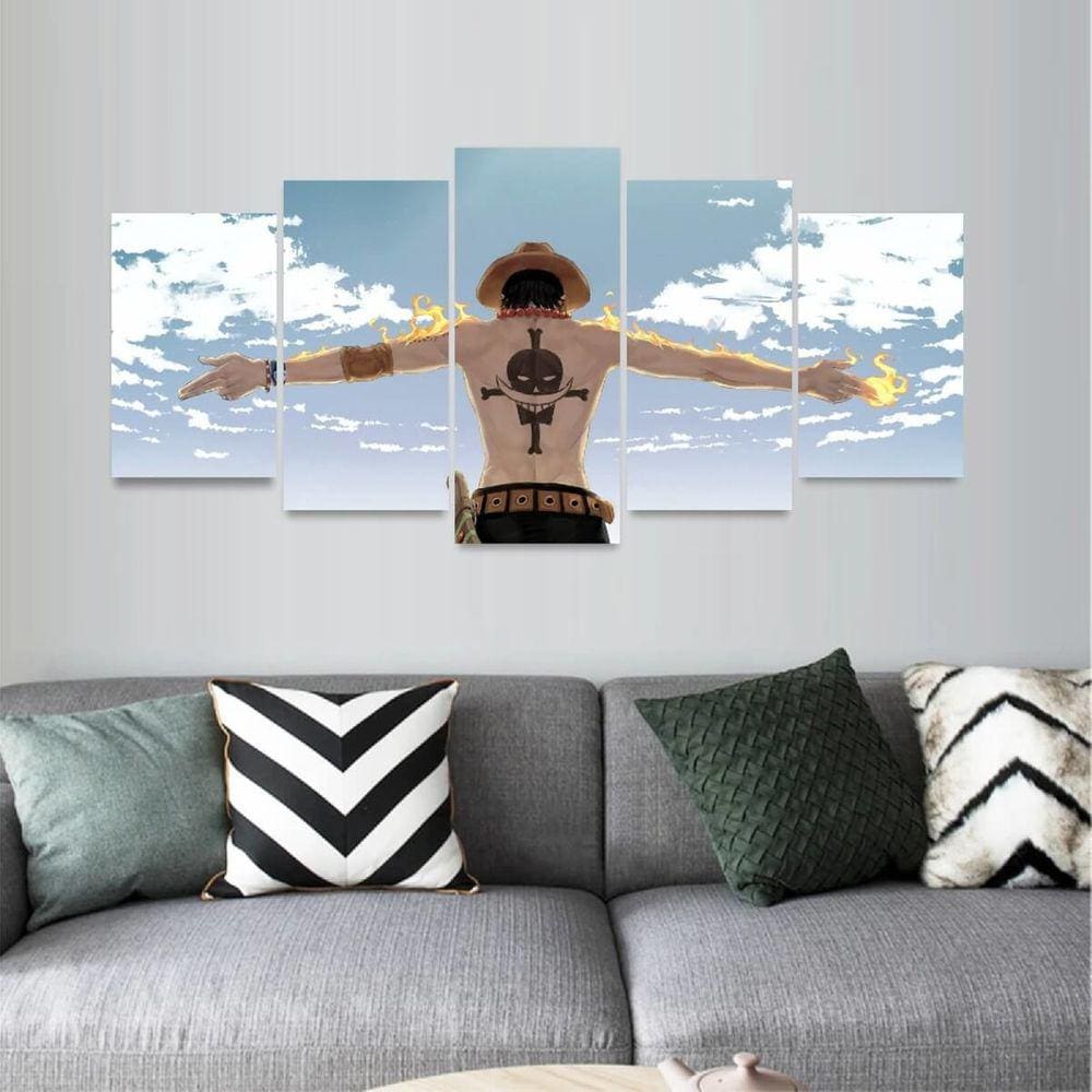 Quadro Portgas D Ace punhos de fogo irmão Luffy One Piece