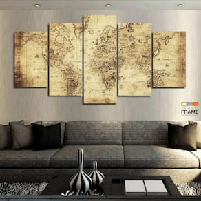 Quadros Mapa Mundi Antigo 63x130mt- em Tecido