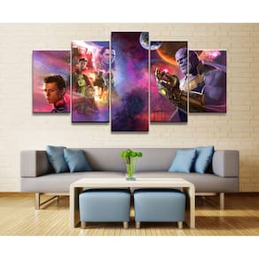 Quadro Decorativo Avengers C 5 peças 130x65 cm em tecido