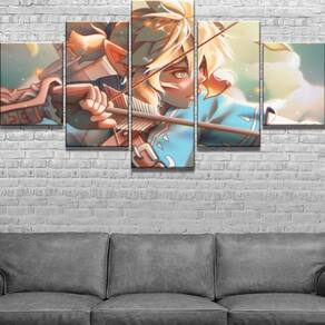 Quadro Decorativos Legends of Zelda com 5 peças 130x65 6