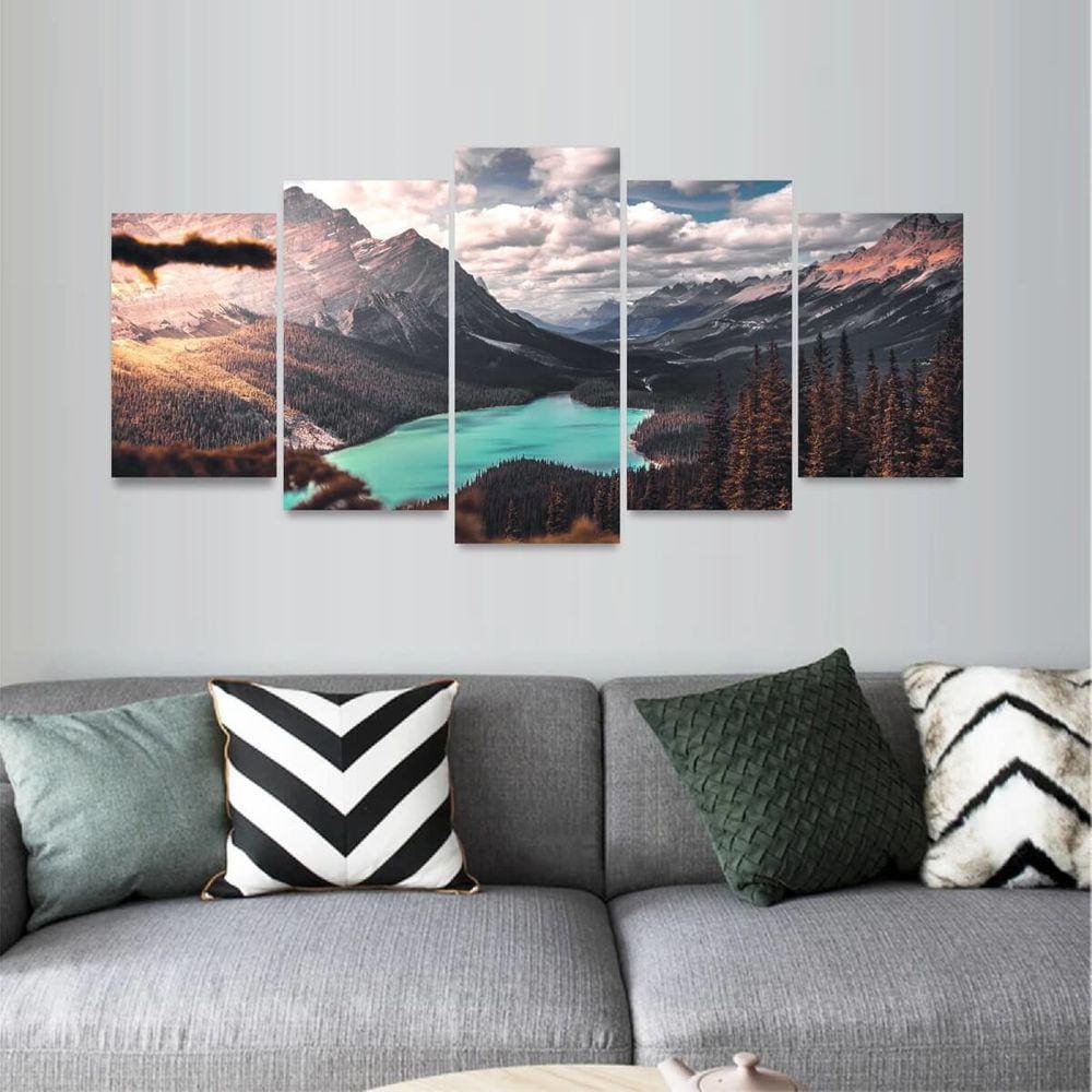 Quadro Paiasgem Lago Cercado Por Árvores Quarto Sala