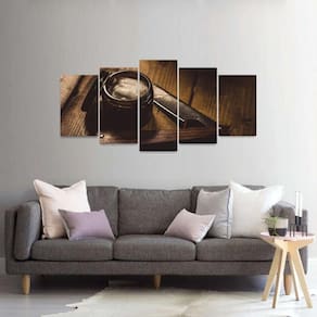 Quadro Para Barbearias Mosaico Navalha e Pasta Vintage 2