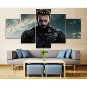 Quadro Decorativo Capitão America3 5 peças 130x65 cm em teci