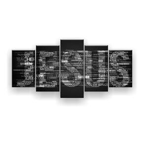 Quadro Decorativo Escrita Jesus Preto Branco 5pc