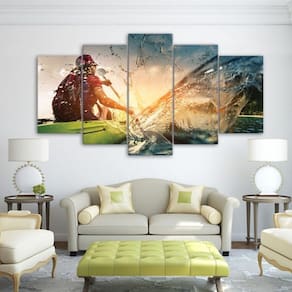 Quadro Decorativo Caiaque 5 partes 130x65 em tecido