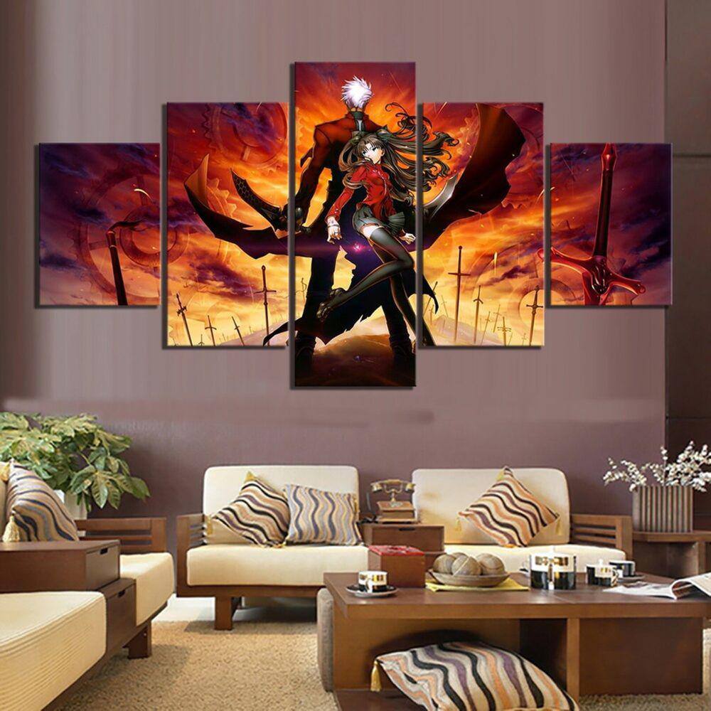 Quadro Decorativos Anime com 5 peças 130x65 1
