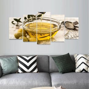 Quadro Azeite Salada Para Resturantes Mosaico 5 Peças