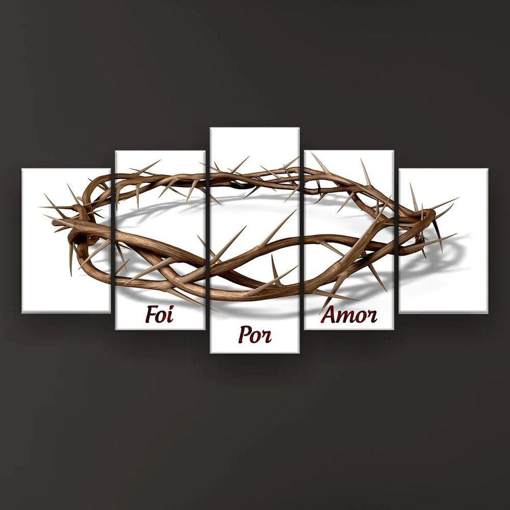 Quadro Decorativo Coroa Espinhos Amor 5pç
