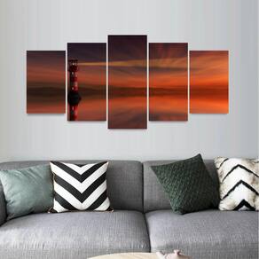 Quadro Paisagem Pôr do Sol Farol Amanhecer Anoitecer Céu
