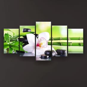 Quadro Decorativo Orquídea Fundo Verde 129x61 Sala Quarto
