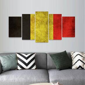 Quadro Bandeira Belga Belgica Vintage Mosaico 5 Peças