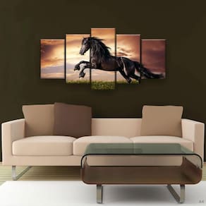 Quadro Decorativo Cavalo Negro Horse Hd 129x61 Quarto Sala