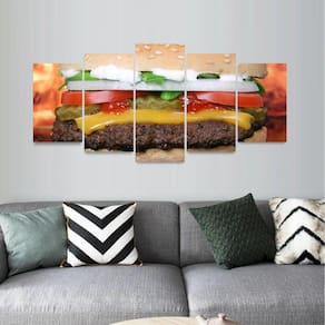 Quadro Mosaico Para Lanchonetes Hamburguer Lanches 5 Peças