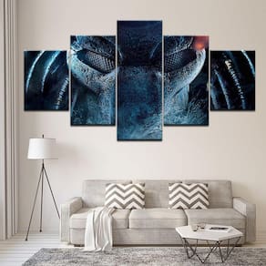 Quadro Decorativo Filme predador 5 peças 130x65 cm em tecid