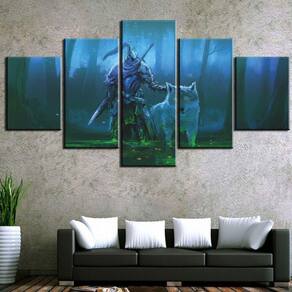Quadro Decorativos Jogo-Dark-Souls com 5 peças 130x65 1