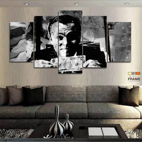 Quadro Decorativo Lobo Wall Street Dólar Preto e Branco