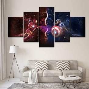Quadro Decorativo Capitao America guerra civil 5 peças 130x6