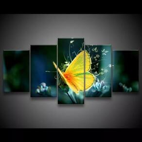Quadro Decorativo 129x63 Sala Quarto Borboleta Amarela 1
