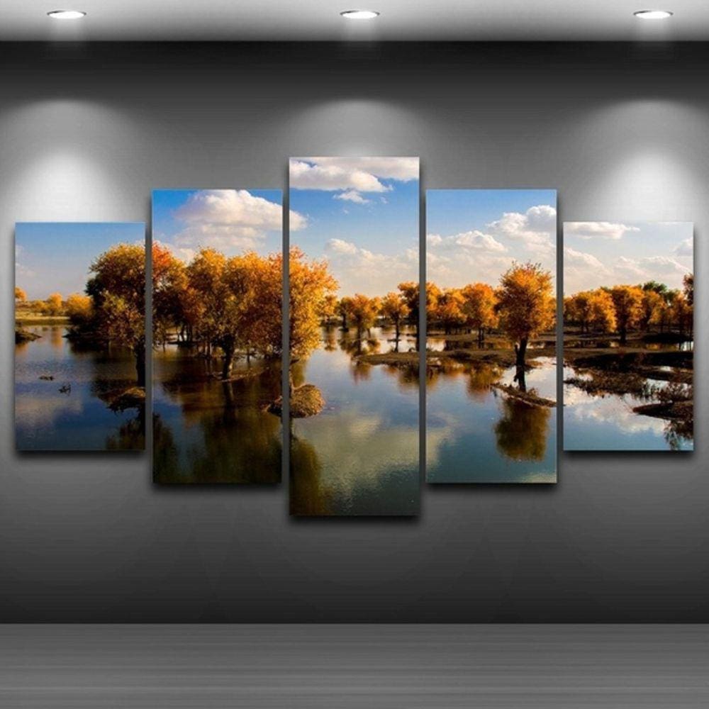 Quadro Decorativo Árvore 5 partes 130x65 em tecido