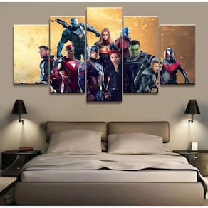 Quadro Decorativo Avengers 5 peças 130x65 em tecido