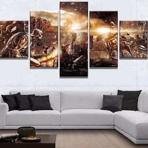 Quadro Decorativos God of War com 5 peças 130x65 1
